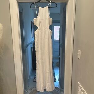 NWT- Exclusive Bloomingdale’s Aqua White Formal Dress